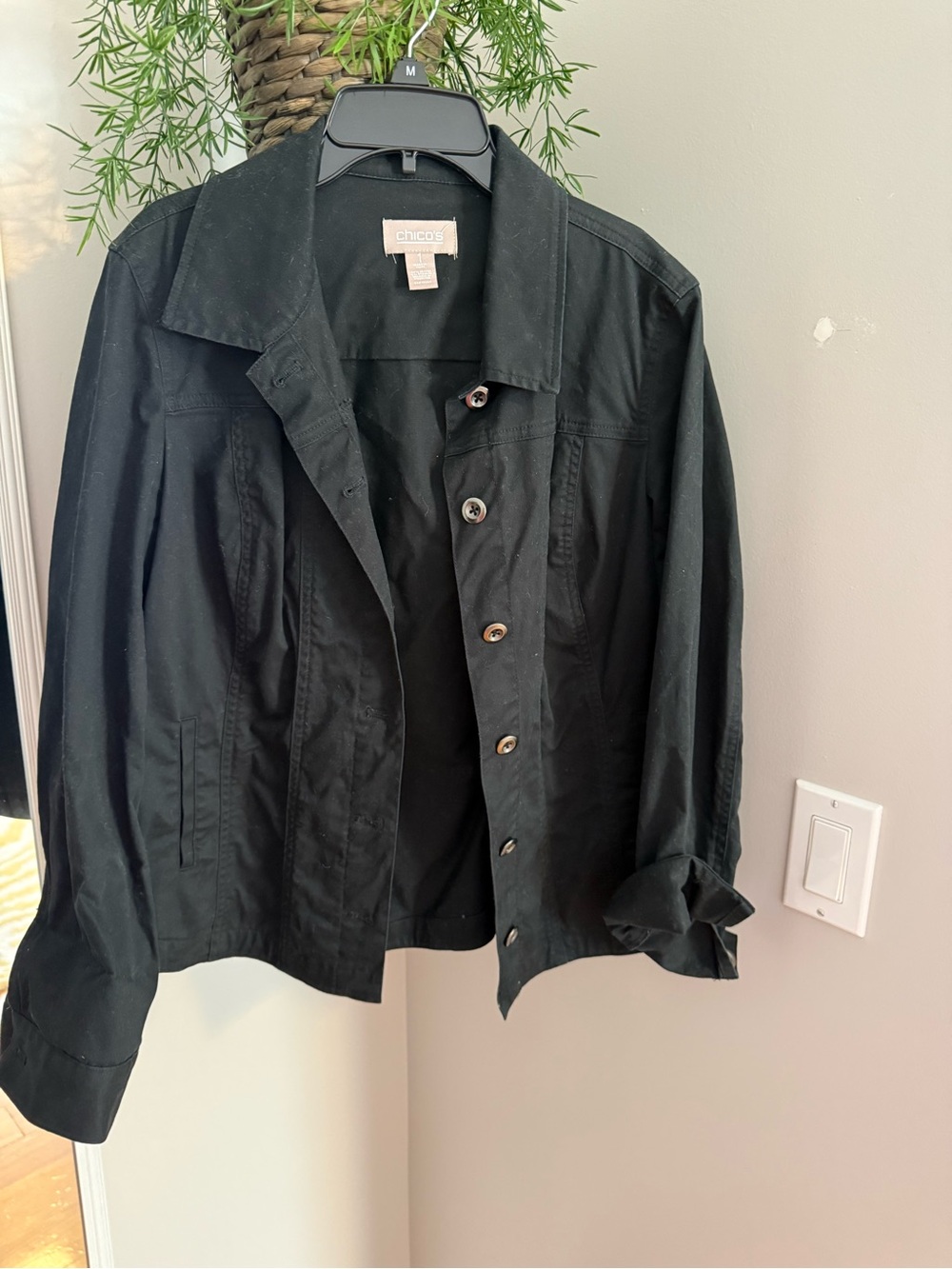 Chico's Black Button-Front Jean Jacket